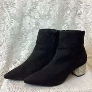 River Island Black Ankle Boots with Glitter Heel